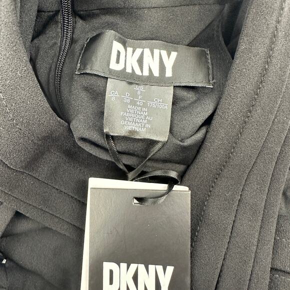 DKNY Black Twist Neck Sleeveless Tie Belt New Womens Mini Dress Sz 8 - Picture 10 of 11